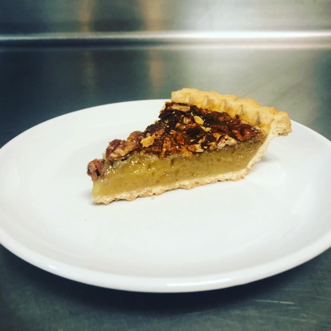 A slice of pecan pie at Grecian Steak House
